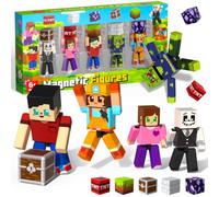 GraceDuck Rotatable Magnetic Action Figures with Magnetic Building Blocks Set - STEM Educational Toys for Kids, Ideal Christmas Birthday Gift for Boys & Girls Ages 3+