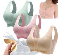 Graceful Anti-Saggy Breasts Lifting Wireless Push-Up Bra (UK, Alpha, M, Regular, Skin +Green+Pink)
