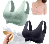 Graceful Anti-Saggy Breasts Wireless Push-Up Bra (UK, Alpha, 3XL, Regular, Green+Black)