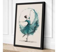 Graceful Ballet Leap Canvas Wall Art Print 24x16 Inch