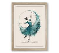 Graceful Ballet Leap Minimalist Framed Wall Art Print A1 (84.1×59.4cm) Oak, Wall Decor for Living Room, Bedroom, Office & Home, Ready to Hang, Art Gift