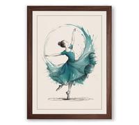 Graceful Ballet Leap Minimalist Framed Wall Art Print A3 (42×29.7cm) Walnut, Wall Decor for Living Room, Bedroom, Office & Home, Ready to Hang, Art Gift