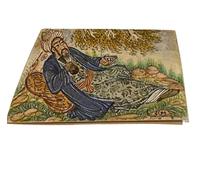 Graceful Classic Miniature Rumi Poem Art - Hand-Painted Traditional Spiritual Art on Bone with Natural Dyes - Cultural Heritage Piece - Historical Calligraphy Inspired by Molana’s Poetry | 2” x 1” |
