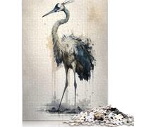 Graceful Crane Watercolor Puzzle for Adults 500 Pieces Puzzles Wooden Puzzles Learning Educational Puzzle 500pcs (52x38cm)