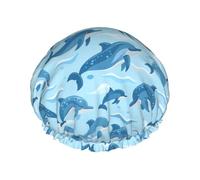 Graceful Dance Dolphins Shower Cap Waterproof Reusable Double Elastic Daily Bath One Size