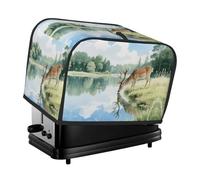 Graceful Deer with Antlers in Nature Toaster Cover 2 Slice, Waterproof Bread Machine Covers with Pockets Universal Size Kitchen Small Appliance Cover with Handle, Dust and Fingerprint Protection
