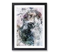 Graceful Elephant Portrait in Abstract Framed Print | A2 Black Framed Wall Art | Ready to Hang | Abstract Animal Picture | Living Room Bedroom Lounge Office