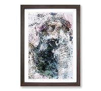 Graceful Elephant Portrait in Abstract Framed Print | A2 Walnut Framed Wall Art | Ready to Hang | Abstract Animal Picture | Living Room Bedroom Lounge Office