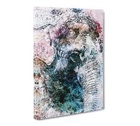 Graceful Elephant Portrait In Abstract Modern Canvas Wall Art Print Ready to Hang, Framed Picture for Living Room Bedroom Home Office Décor, 24x16 Inch (60x40 cm)