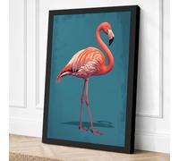 Graceful Flamingo Minimalist Canvas Wall Art Print 30x20 Inch