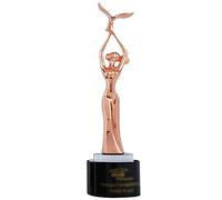 Graceful Goddess Statue Award Trophy, Seagull Metal Trophies, Custom Engraving Trophy, Black Crystal Base, Dance Competition Awards(Copper)