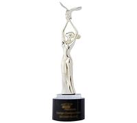Graceful Goddess Statue Award Trophy, Seagull Metal Trophies, Custom Engraving Trophy, Black Crystal Base, Dance Competition Awards(Silver)