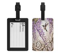 Graceful Hummingbird Luggage Tags for Suitcases Personalized Luggage Tags Business Card Holder Travel ID Bag Tag with Address Card Quick Spot Baggage Identifier for Carry On