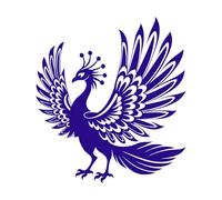 Graceful Indian Peafowl and Peacock Clipart Design Wall Decals PVC 67.2x74.7cm Art Decoration DarkBlue