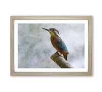 Graceful Kingfisher Bird Painting Framed Print | A2 Oak Framed Wall Art | Ready to Hang | Modern Historical Picture | Living Room Bedroom Lounge Office