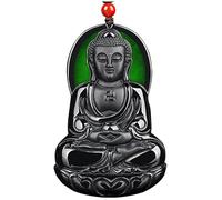 Graceful Natural Ink Jade Guanyin Necklace with Bodhisattva Buddha Pendant - A Serene Blessing and Protective Talisman for Harmony, Wisdom, and Prosperity