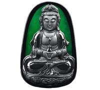 Graceful Natural Ink Jade Guanyin Necklace with Bodhisattva Buddha Pendant - A Serene Blessing and Protective Talisman for Harmony, Wisdom, and Prosperity