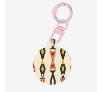 Graceful Red Geo Motif Print Round Acrylic Pet Tag, Dog Neck Pendant Tags for Pets Circular Dog Cat Collar Name Tags