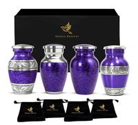 Graceful Small Urns for Human Ashes Keepsake- Mini Sharing Urn Sets for Adult Male or Female - Memorial Cremation Keepsake Urn to Honor & Remember a Loved One (Purple, Set of 4)