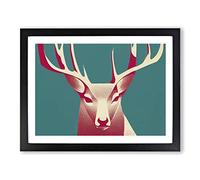 Graceful Stag Deer Abstract Framed Print | A3 Black Framed Wall Art | Ready to Hang | Abstract Animal Picture | Living Room Bedroom Lounge Office