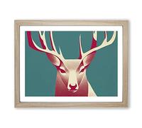 Graceful Stag Deer Abstract Framed Print | A4 Oak Framed Wall Art | Ready to Hang | Abstract Animal Picture | Living Room Bedroom Lounge Office