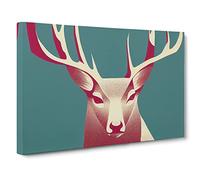 Graceful Stag Deer Canvas Print | Gallery Wrapped 30mm Frame Wall Art | 30x20 inches | Ready to Hang | Abstract Animals Picture | Living Room Bedroom Lounge Office
