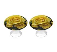 Graceful Yellow Rose Flower Cabinet Knobs, 2-Pack Silver Stainless Steel Drawer Pulls with Screws, Elegant Hardware for Dressers, Kitchen,Cabinets & Desks