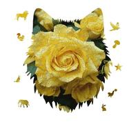 Graceful Yellow Rose Flower Jigsaw Puzzle 175PCS Wolf Head Design Puzzle Wooden Jigsaw Puzzles for Adults Families