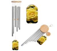 Graceful Yellow Rose Flower Wind Chimes for Outside Memorial Tuned Outdoor Windchimes Large Garden Decor Wind Chime with Melodious Sound for Mom Dad Grandma Home Garden Patio Decor