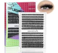 GRACEFULIA Wispy Fluffy Eyelash Hangers 60D+80D Thick Eyelash Hangers D Curl Individual Eyelashes 9-16mm Cluster Eyelash Extensions 280 Pieces False Eyelashes DIY Volume Eyelash Extensions