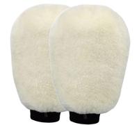 Gracefur Pair of Ultra - Soft Sheepskin Horse Grooming Gloves - Perfect Scrubber Mitts for Cleaning Tack, Saddles & Bridles - Ideal for Sensitive Skin Horses (White-No Finger)