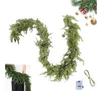 Graceganful Real Touch Deluxe Norfolk Pine Garland, Cedar Garland, Artificial Green Wreath for Christmas Holiday Mantle Fireplace Table Home Decor (A-Green,270 CM)