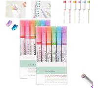Gracegrip Magicborder Pen, Magic Border Pen,Curve Highlighter Pen Set With Case,Fun Pens Different Shapes,Roller Colored Curve Pens,Border Design Pens For Drawing Note Taking (2 Box)
