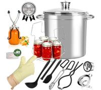 GraceKit Canning Pot Water Bath Canner Stock Pot,Canning Kit for Beginners, Canning Supplies with Rack,Lid & Starter Tools Kits Stainless Steel Water Bath Canner 21.5 QT Starter Kits