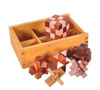 Gracelaza 6pcs Wooden Blocks Brain Teaser Puzzles Set 3D Interlocking Wood Jigsaw Games - Ideal Mind Toys Age 15+ and Gift for Kids and Teens