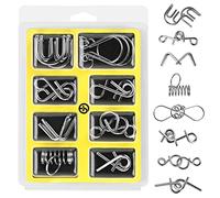 Gracelaza 8 pcs Metal Wire Puzzle Logic Brain Teaser Set - Metal Ring IQ puzzles Difficult Games - Ideal Intelligence Toys Gifts for Kids and Adults, Christmas Stocking Filler, #3