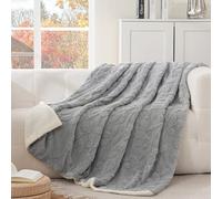 Gracelife Blanket for Women, Sherpa Throw Blanket for Couch, Flannel Leaf Cozy Soft Blanket for Bed - Fleece, Grey, 150 * 200cm