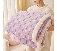 Gracelife Sherpa Blanket Throw Fleece Blanket Double, Soft Fluffy Fuzzy Warm Blanket Throws for Bed and Couch, Large Thick Blanket for All Season Use,Purple,200x230cm