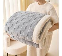 Gracelife Sherpa Blanket Throw Fleece Blanket Double, Soft Fluffy Fuzzy Warm Blanket Throws for Bed and Couch, Large Thick Blanket for All Season Use,Light Gray,150x200cm