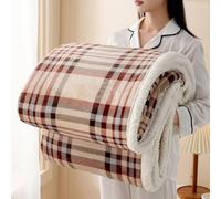 Gracelife Sherpa Blanket Throw Fleece Blanket Double, Soft Fluffy Fuzzy Warm Blanket Throws for Bed and Couch, Large Thick Blanket for All Season Use, Double/Twin (Beige Stripe, 80"*90", Plaid)