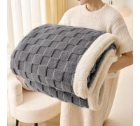 Gracelife Sherpa Blanket Throw Fleece Blanket Double, Soft Fluffy Fuzzy Warm Blanket Throws for Bed and Couch, Large Thick Blanket for All Season Use,Grey,150x200cm
