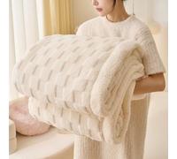 Gracelife Sherpa Blanket Throw Fleece Blanket Double, Soft Fluffy Fuzzy Warm Blanket Throws for Bed and Couch, Large Thick Blanket for All Season Use,Off White,150x200cm