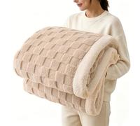 Gracelife Sherpa Blanket Throw Fleece Blanket Double, Soft Fluffy Fuzzy Warm Blanket Throws for Bed and Couch, Large Thick Blanket for All Season Use,Beige,150x200cm
