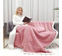 Gracelife Sherpa Throw Blanket Fleece Blanket Double, Soft Fluffy Fuzzy Warm Blanket Throws for Bed and Couch, Large Thick Blanket for All Season Use (Pink-1, 60"*80", Solid)