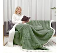 Gracelife Sherpa Throw Blanket Fleece Blanket Double, Soft Fluffy Fuzzy Warm Blanket Throws for Bed and Couch, Large Thick Blanket for All Season Use (Sage Green-1, 150 * 200cm, Solid)