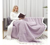 Gracelife Sherpa Throw Blanket Fleece Blanket Double, Soft Fluffy Fuzzy Warm Blanket Throws for Bed and Couch, Large Thick Blanket for All Season Use (Purple-1, 150 * 200cm, Solid)