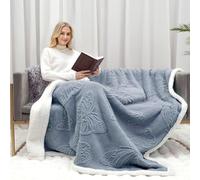 Gracelife Sherpa Throw Blanket Fleece Blanket Double, Soft Fluffy Fuzzy Warm Blanket Throws for Bed and Couch, Large Thick Blanket for All Season Use (Dirty Blue-1, 150 * 200cm, Solid)