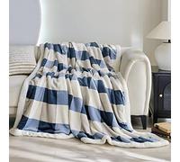 Gracelife Sherpa Throw Blanket Fleece Blanket Double, Soft Fluffy Fuzzy Warm Blanket Throws for Bed, Sofa and Couch, Large Thick Blanket for All Season Use (Gray-Soft Blue, 80"*90")