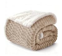 Gracelife Sherpa Throw Blanket for Couch Flannel Cozy Soft Thick Blanket Warm Twin Blanket for Bed Fleece Home Decor Gifts, Z01 - Beige, 150 * 200cm
