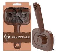 GracePals Self Cleaning Shedding Brush - Skin Friendly Grooming Tool for Dogs & Cats, Bristle Brush and Long/Short Needles Design, Deshedding and Hair Removal for Long & Short Haired Pets (Brown)